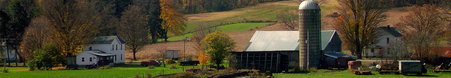 Panoramic image of farm in the Autumn